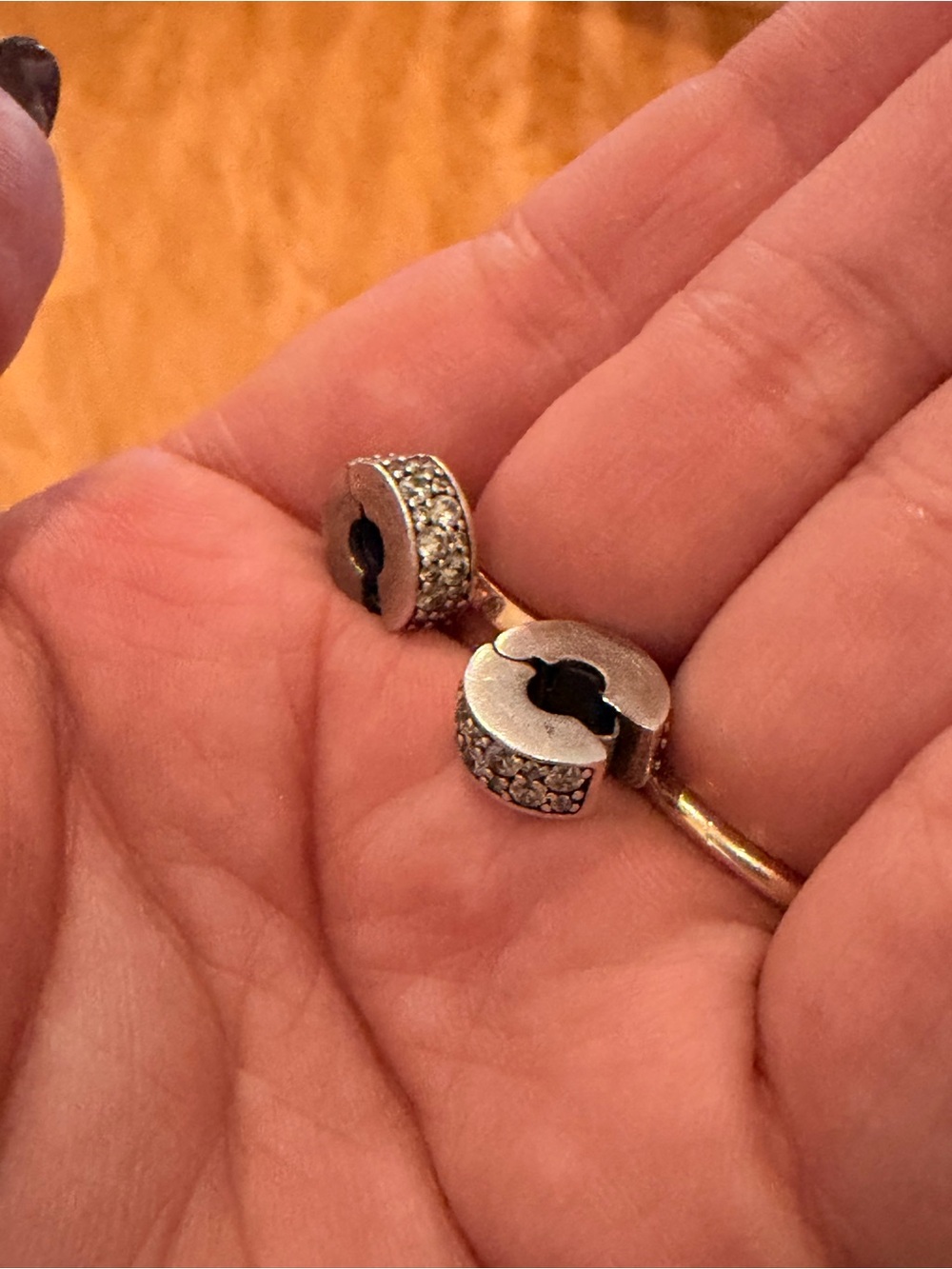 Pandora Silver Pave Clip-On Charm Pair - Sparkling CZ